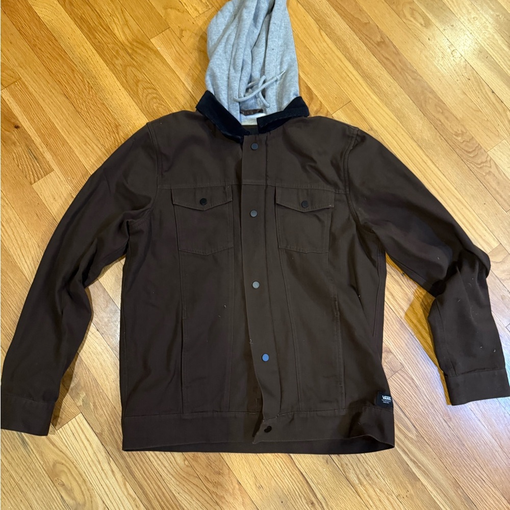 Vans Chocolate Brown Jacket with Soft Gray Hood